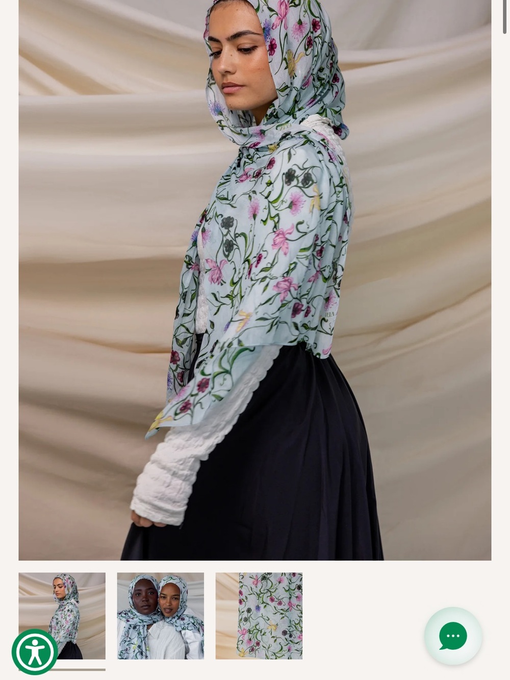 Light Blue Floral Hijab Scarf baby blue floral Vela